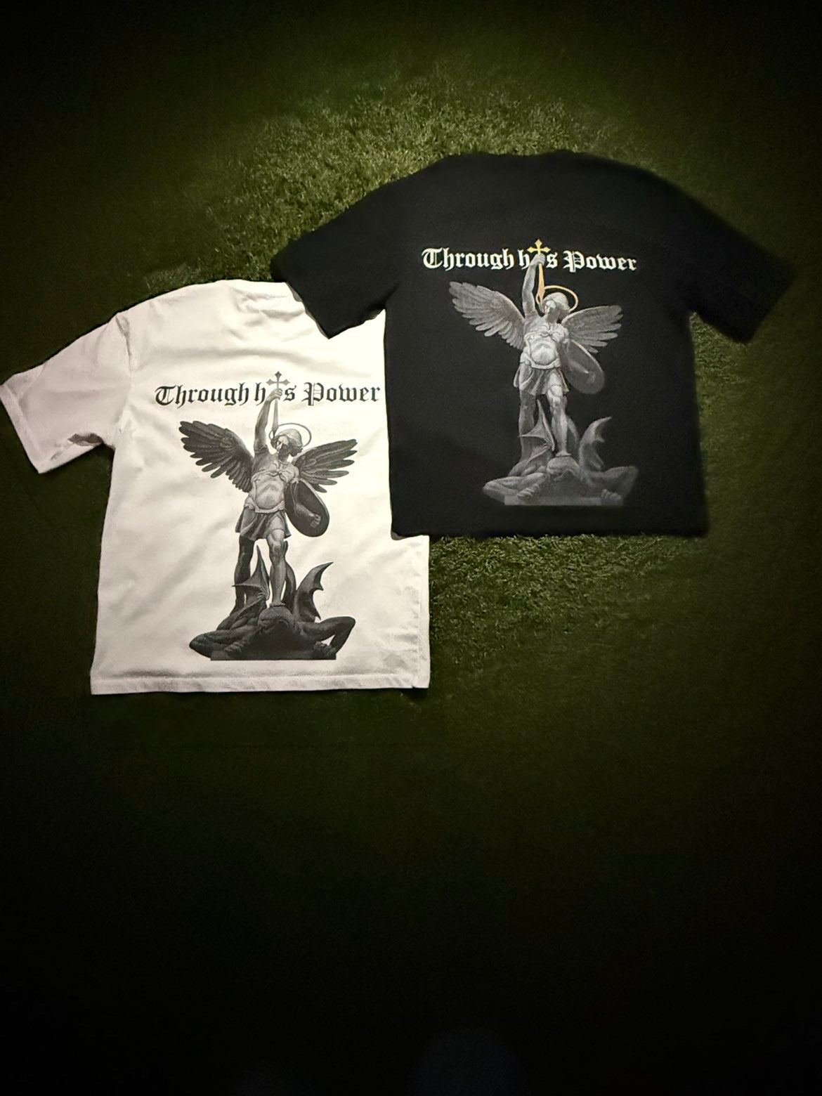 Through His Power T shirt in White