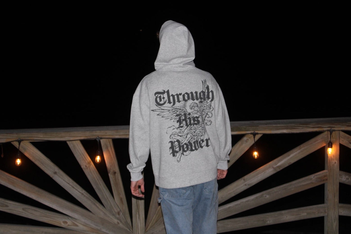 Through His Power Hoodie in Gray