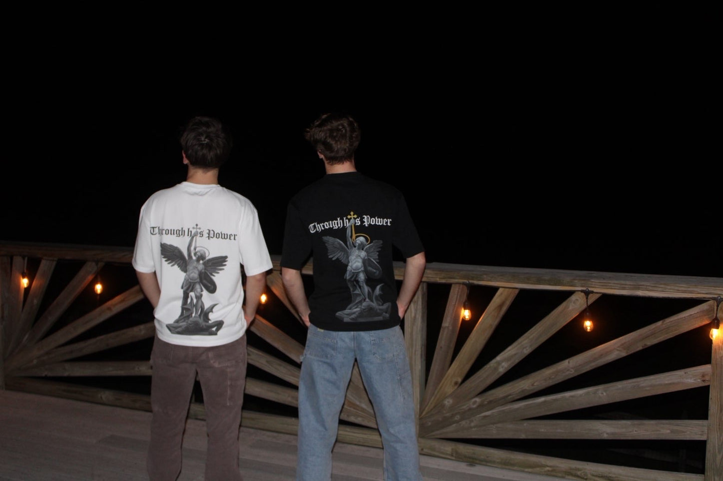 Through His Power T shirt in White