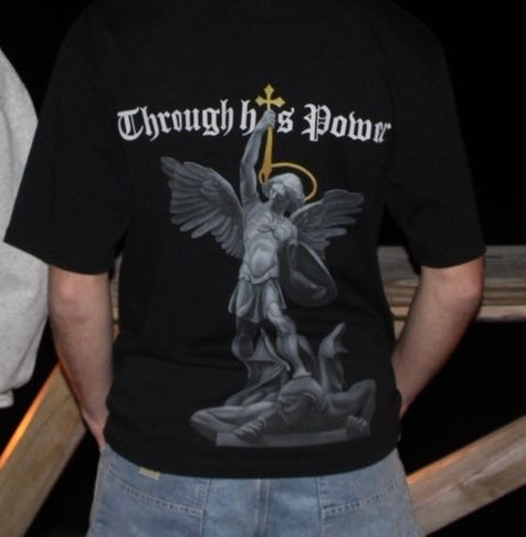Through His Power T-shirt in Black