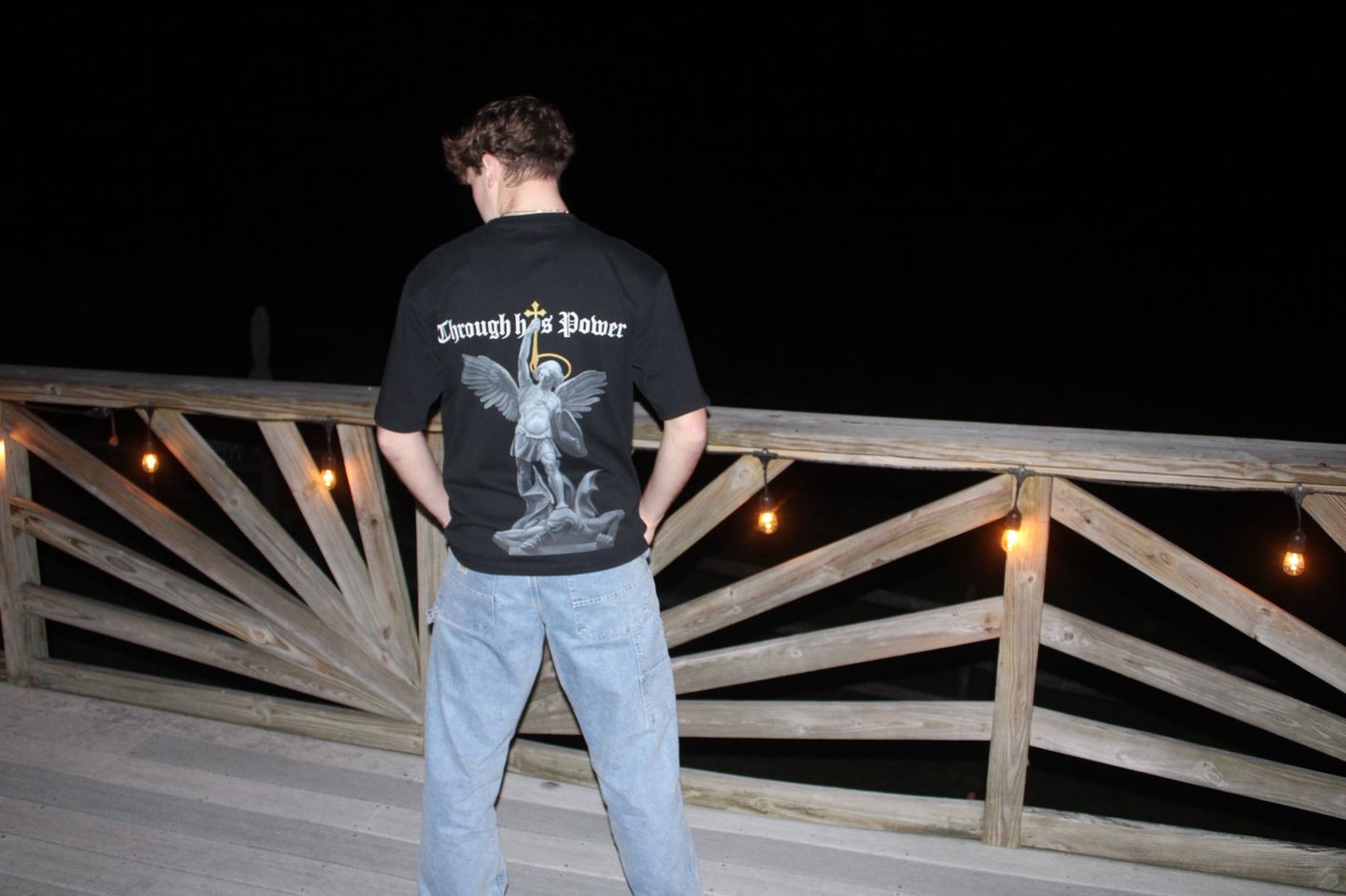 Through His Power T-shirt in Black