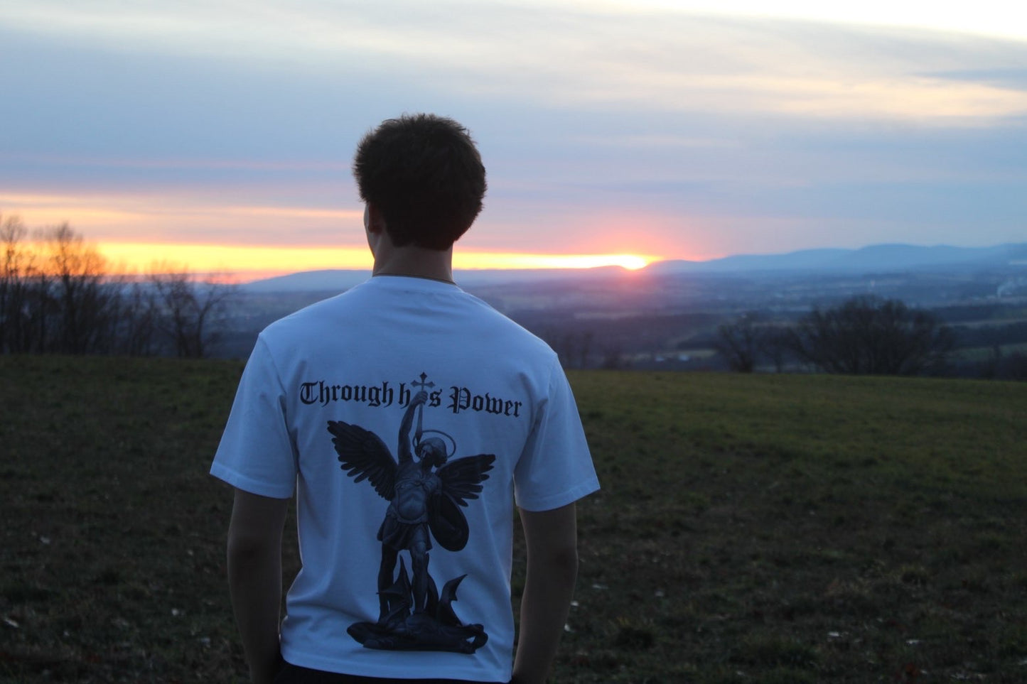 Through His Power T shirt in White