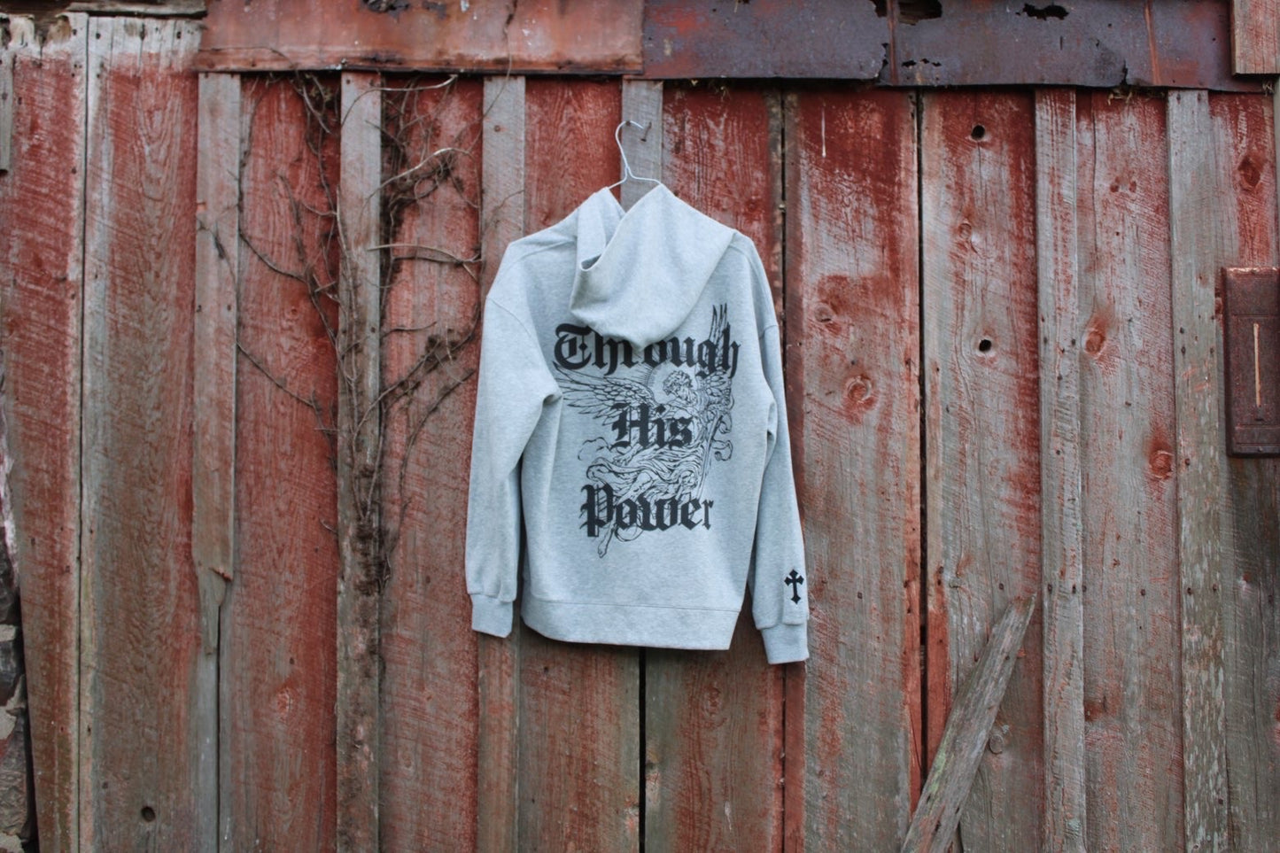 Through His Power Hoodie in Gray