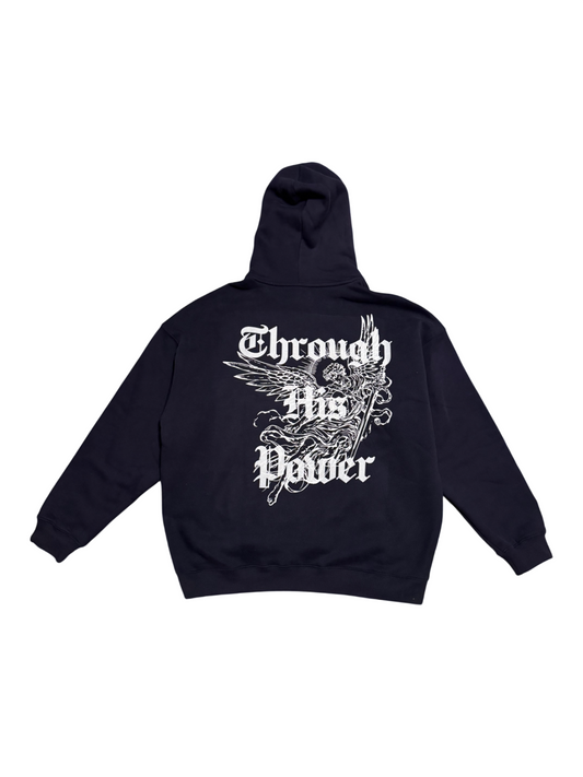 Through His Power Hoodie in Navy