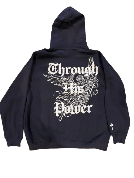 Through His Power Hoodie in Navy